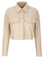 Fendi Tailored Crop Jacket — Beige Wool-Cotton