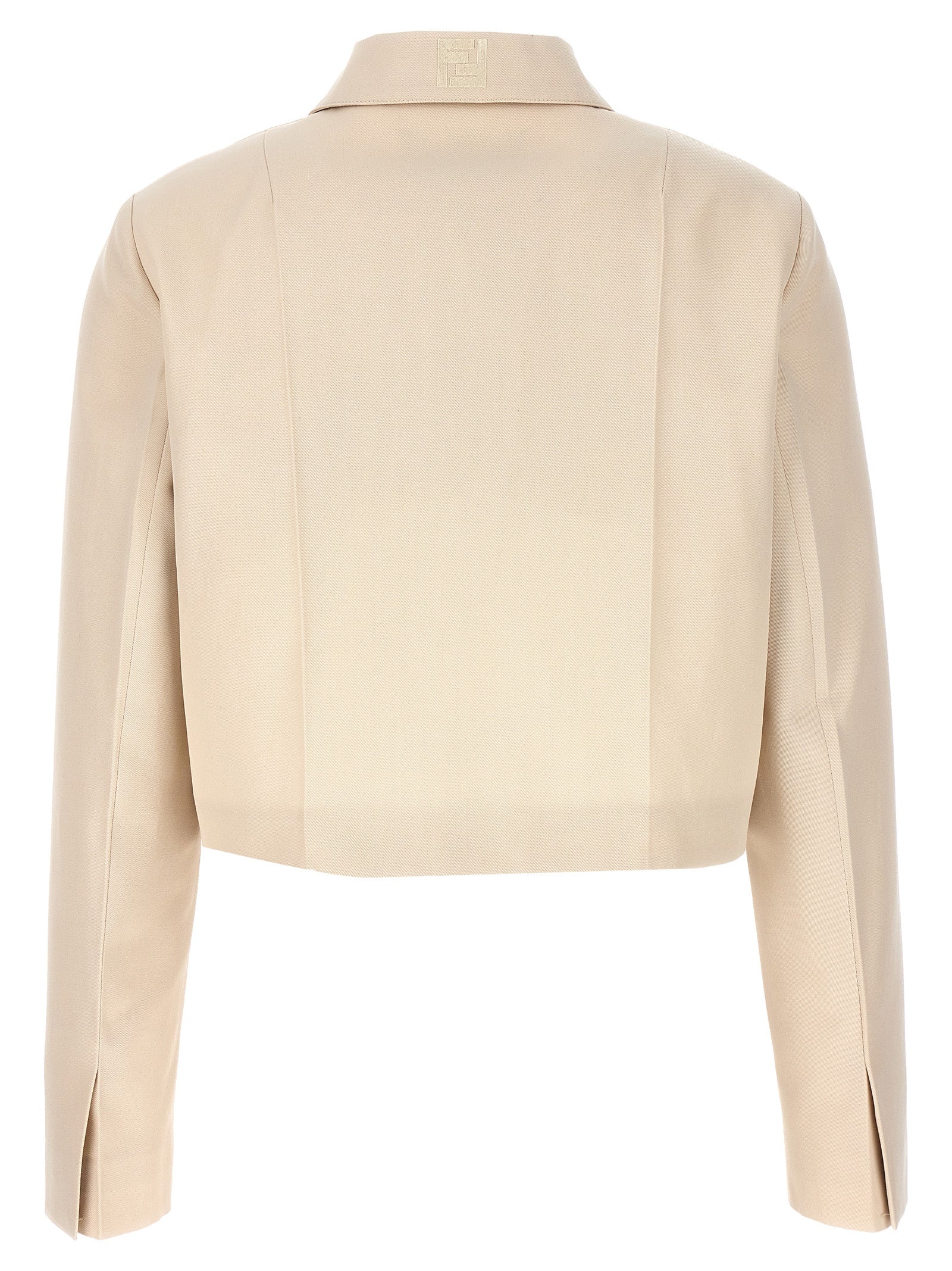 Fendi Tailored Crop Jacket — Beige Wool-Cotton