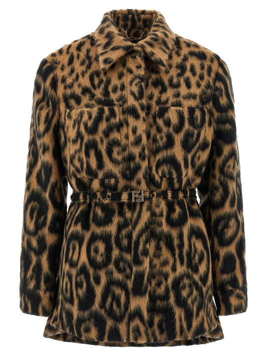Fendi Animalier Jacket — Beige Wrap Coat for Women