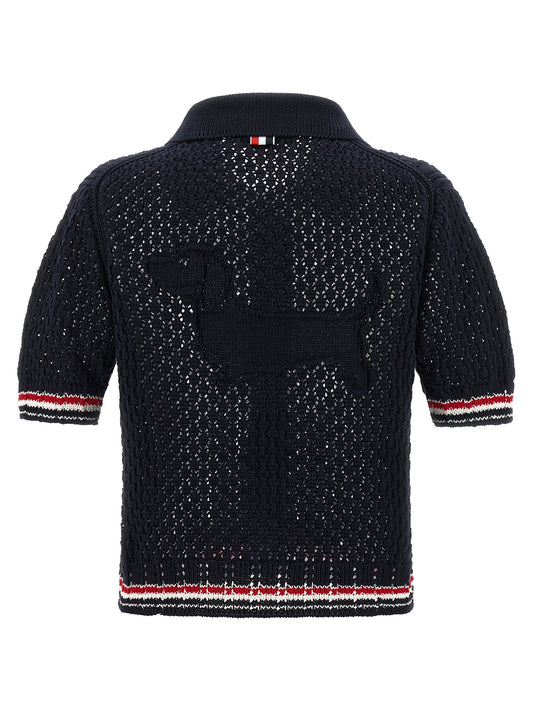 Thom Browne Hector Pointelle Polo Shirt — Women’s Shirts