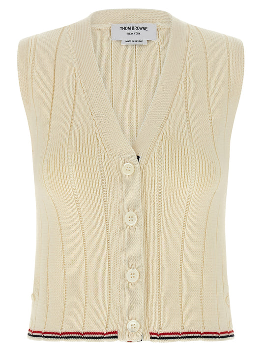 Thom Browne RWB Intarsia Vest — Women's Merino Wool
