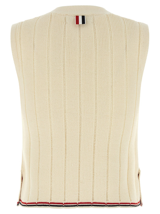 Thom Browne RWB Intarsia Vest — Women's Merino Wool
