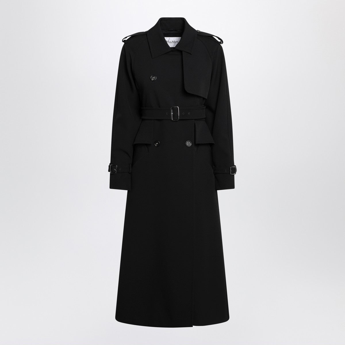 Trench long noir Max Mara en zibeline