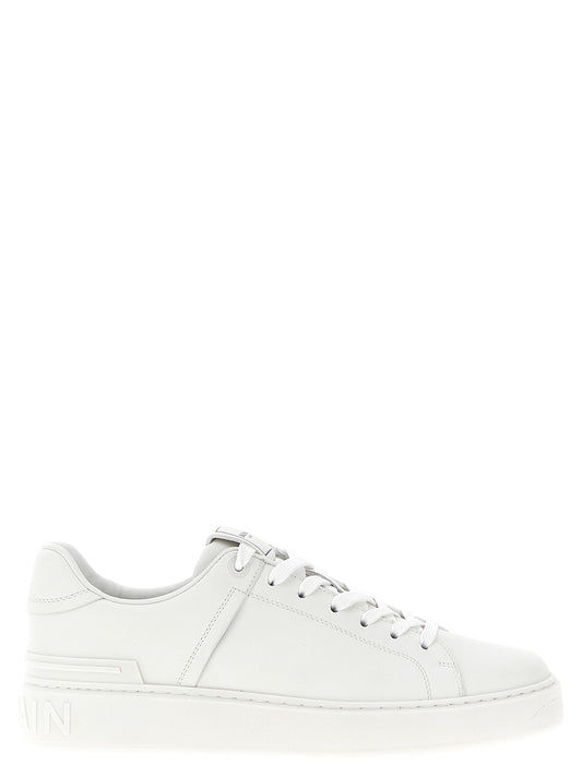 Balmain B‑court Sneakers for Men — White Leather