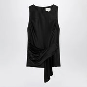 LouLou De Saison Black Draped Fonda Top — Topwear