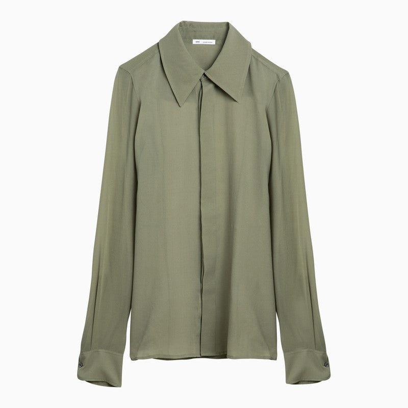 Chemise en soie vert olive Ami Paris