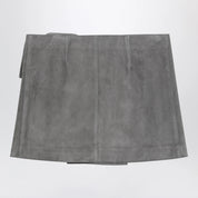 Ami Paris Grey suede mini skirt with large buckle belt