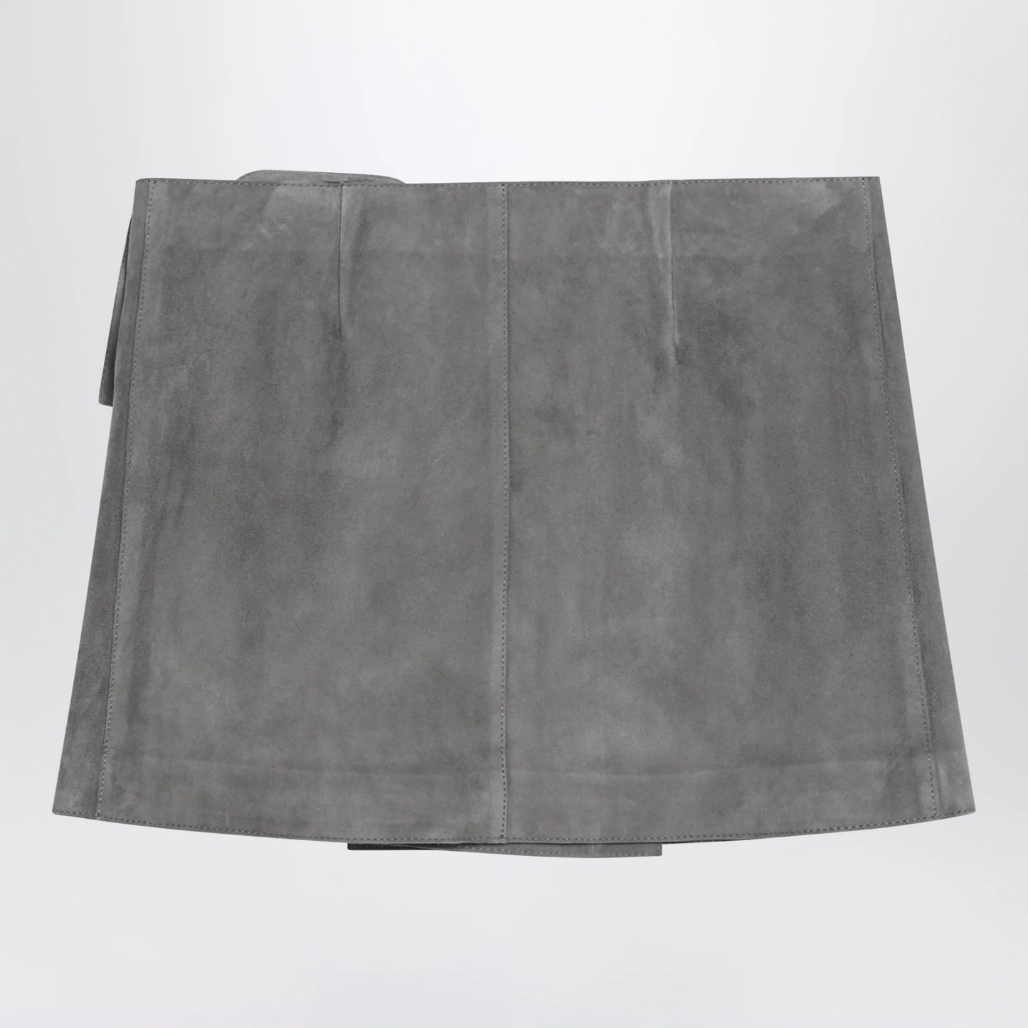 Ami Paris Grey suede mini skirt with large buckle belt