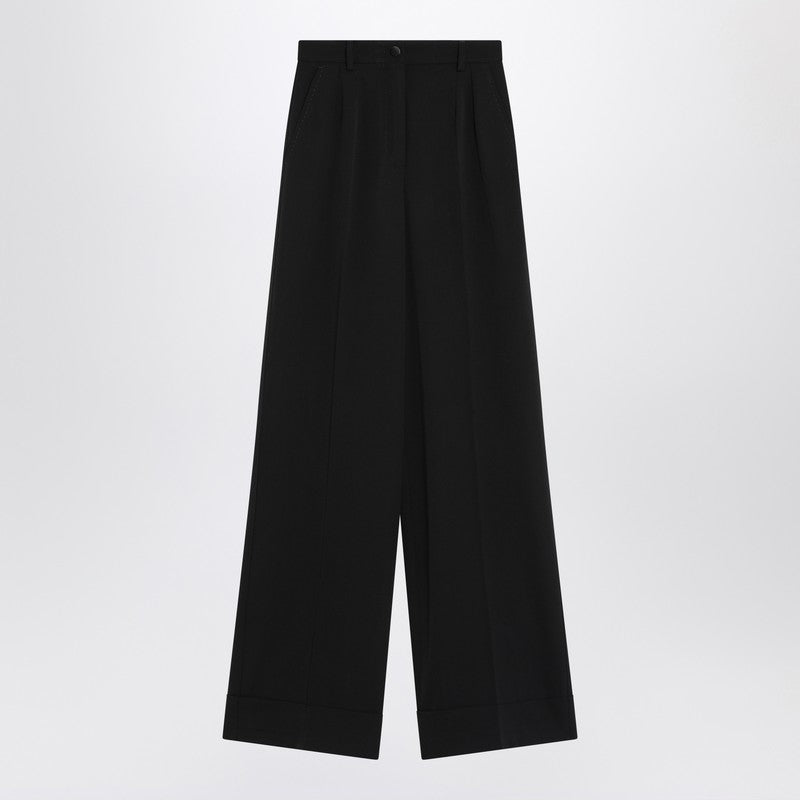 Pantalon en laine mélangée noire Dolce &amp; Gabbana