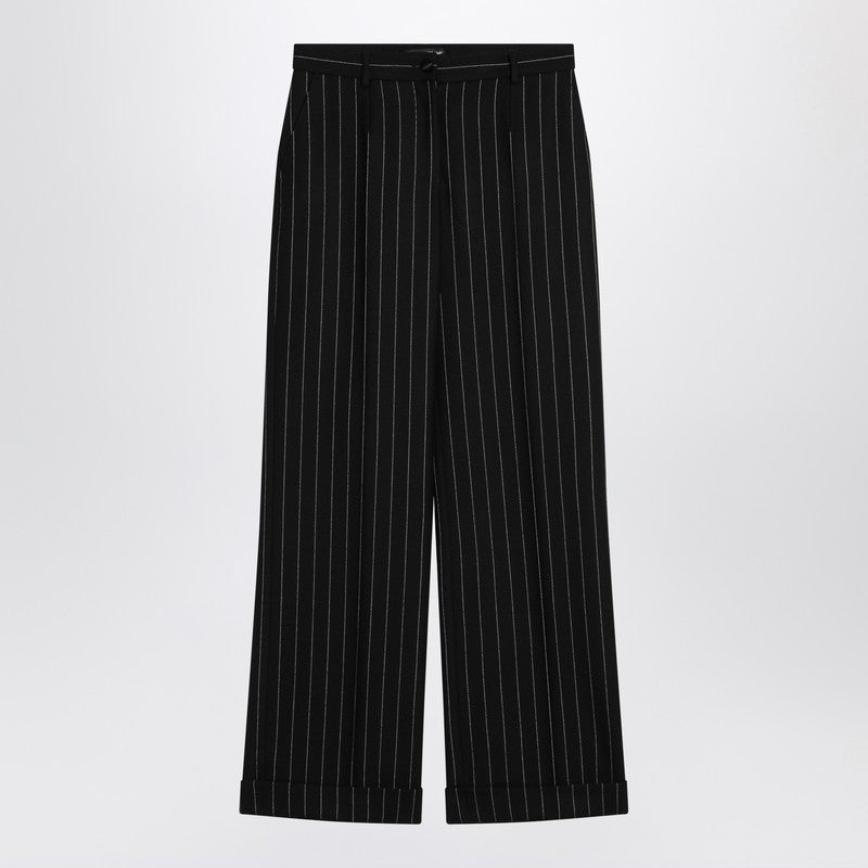 Dolce & Gabbana Wide black pinstriped wool pants