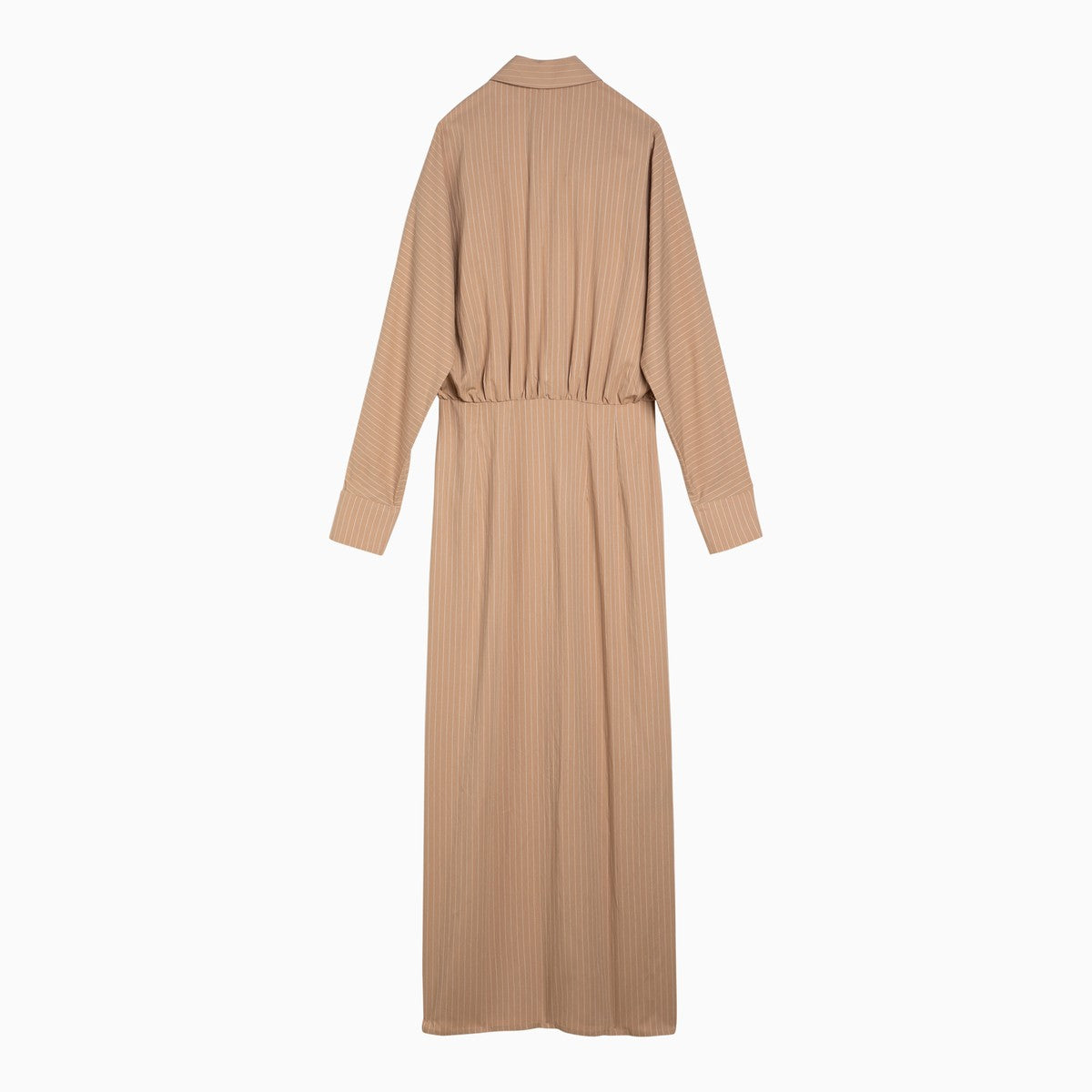 Federica Tosi Desert-coloured striped viscose blend chemisier dress