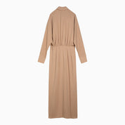 Federica Tosi Desert-coloured striped viscose blend chemisier dress