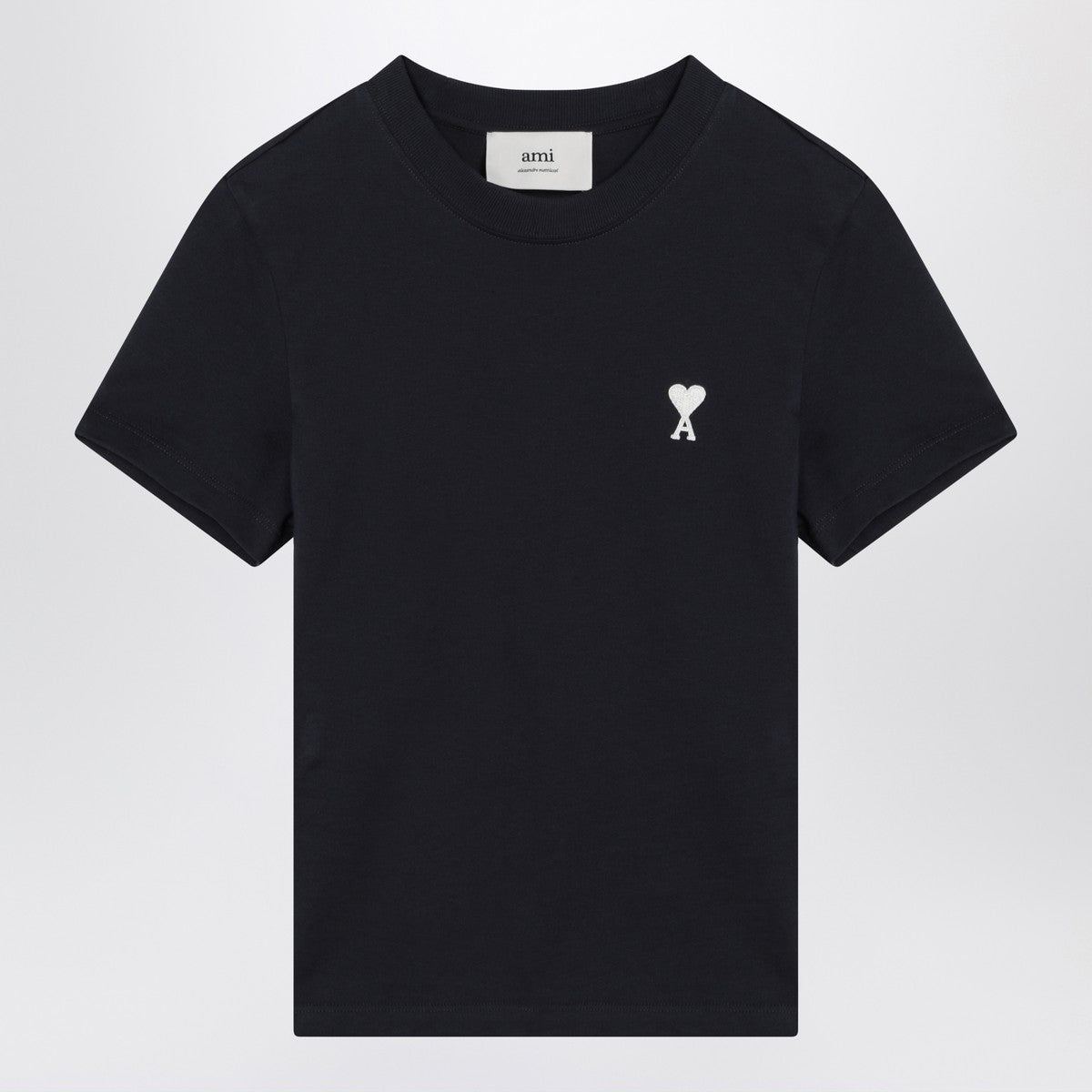 T-shirt court Ami Paris Ami de Coeur en coton bio bleu nuit