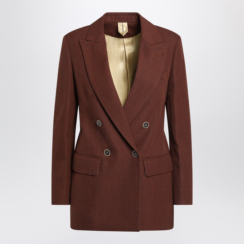 Max Mara earth‑tone wool grain de poudre jacket