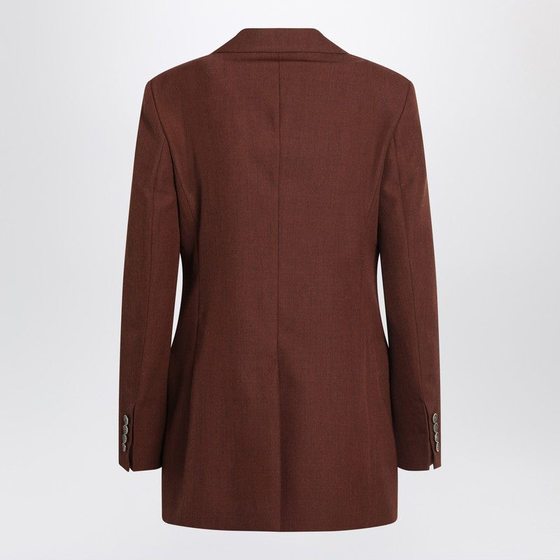 Max Mara earth‑tone wool grain de poudre jacket