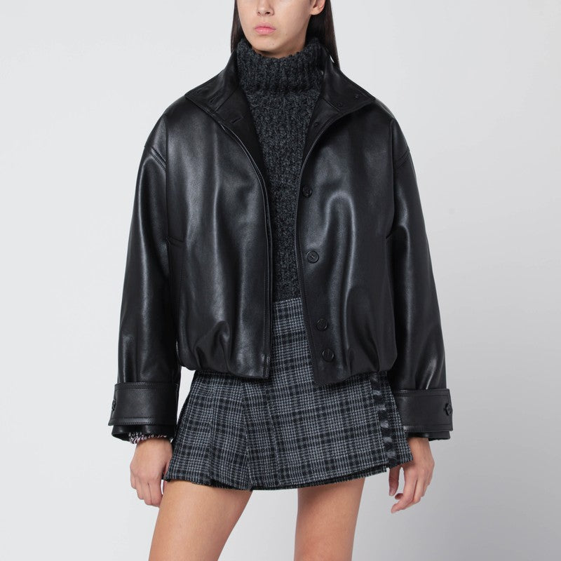 Durazzi Milano Black leather bomber jacket