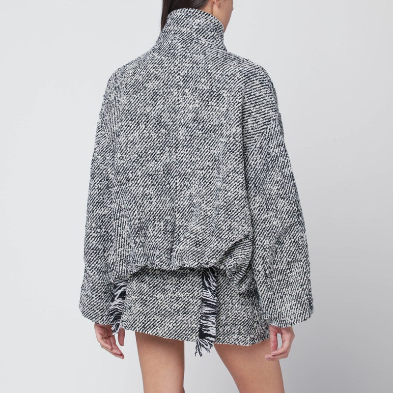 Durazzi Milano wool-blend bomber in black and white pattern