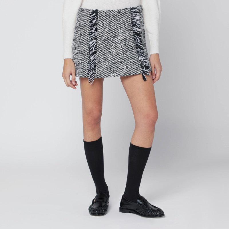 Durazzi Milano black and white wool-blend mini skirt