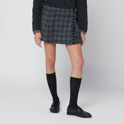 Durazzi Milano Black/white check kilt mini skirt in wool