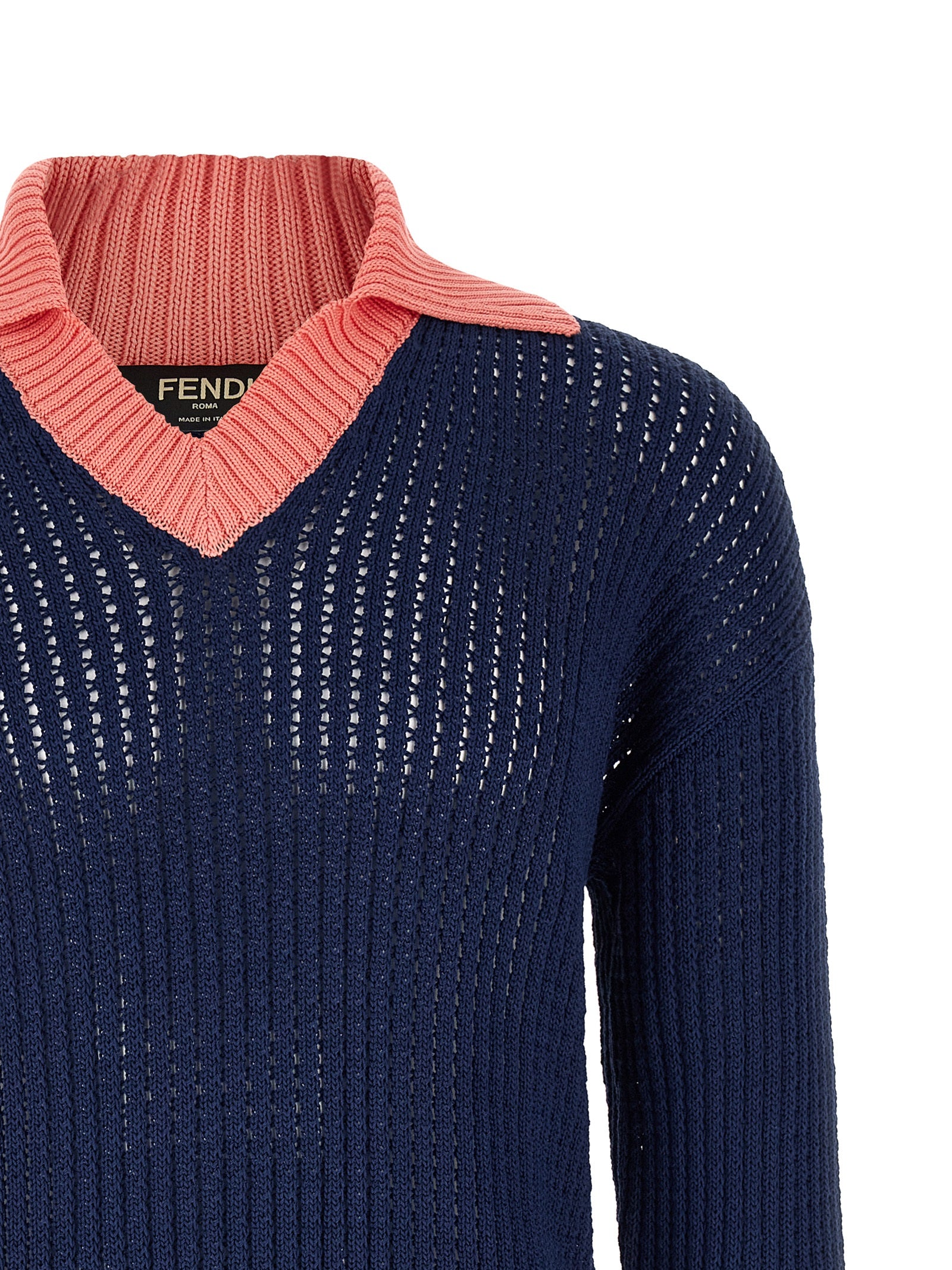 Fendi Cablé Braided Sweater — Men’s Knitwear, Blue