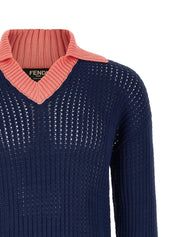 Fendi Cablé Braided Sweater — Men’s Knitwear, Blue