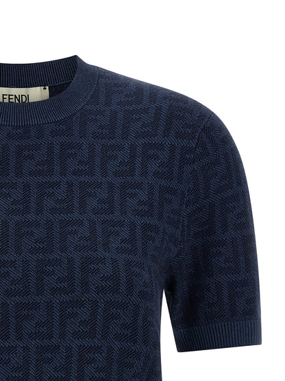 Fendi Jacquard Sweater — Blue Knitwear for Women