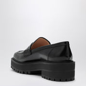 Mocassins en cuir noir à bout carré Gianvito Rossi