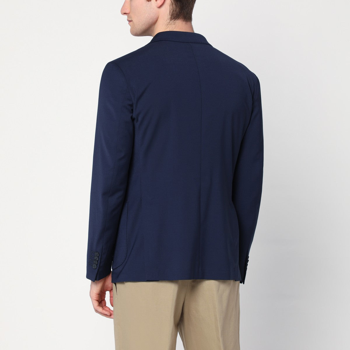 Santaniello Blue Wool‑Blend Single‑Breasted Jacket