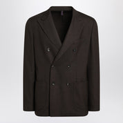 Santaniello Brown checked double breasted jacket