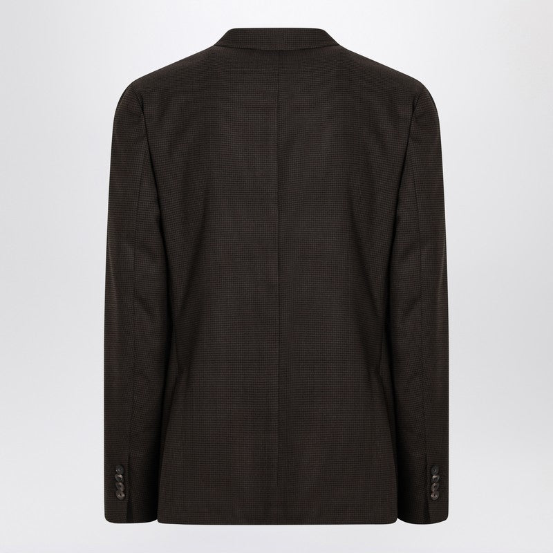 Santaniello Brown checked double breasted jacket