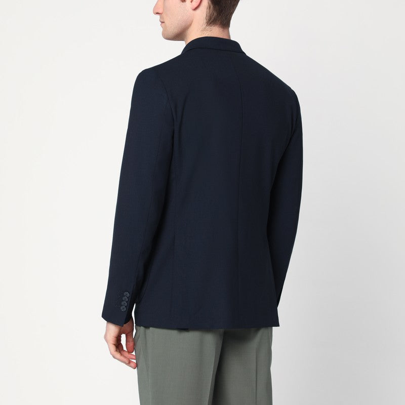 Veste croisée en laine mélangée bleue Santaniello