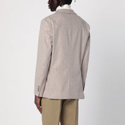 Veste boutonnée simple en laine mélangée beige Santaniello