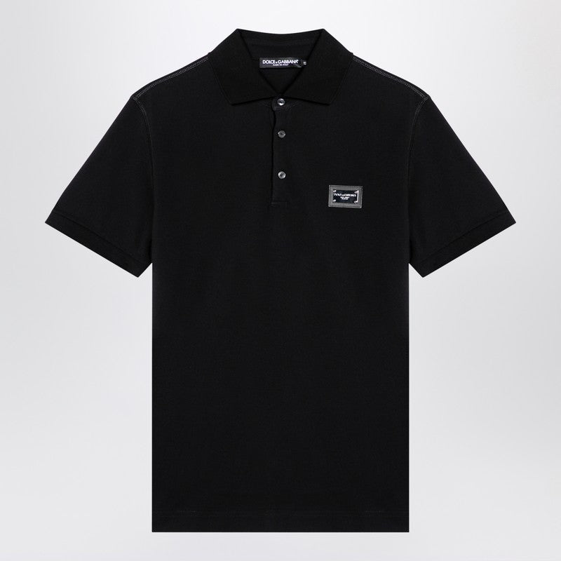 Dolce & Gabbana Black polo with logo plaque