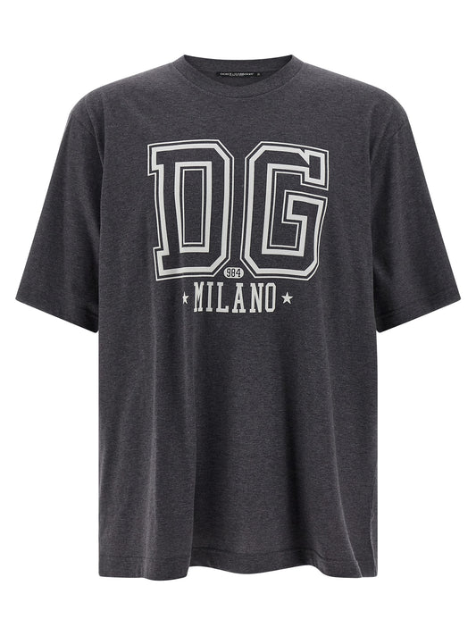 Dolce & Gabbana Flocked Print T-shirt for Men — Gray