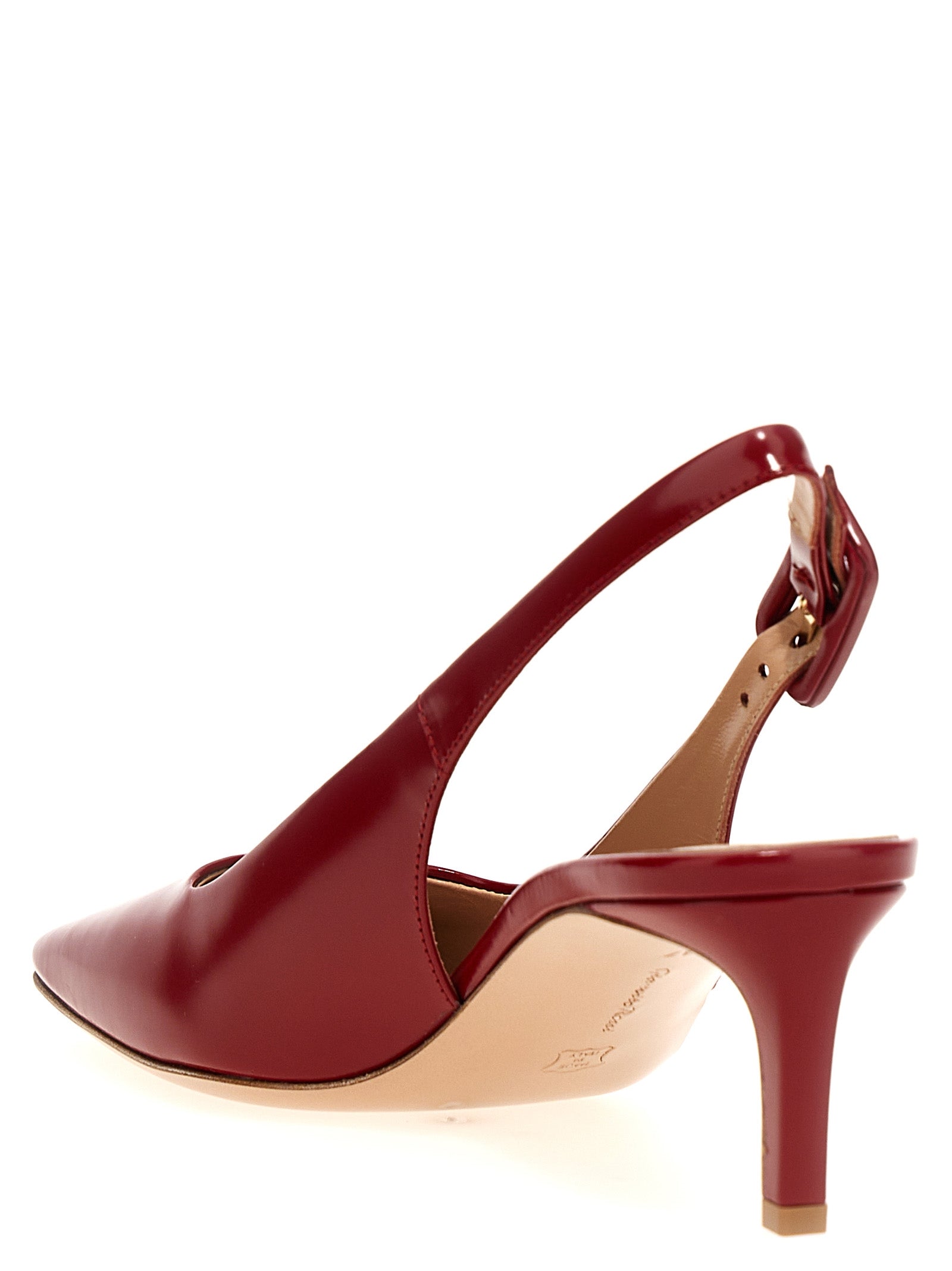 Gianvito Rossi Ric Slingbacks Pumps — Red Leather, Low Heel