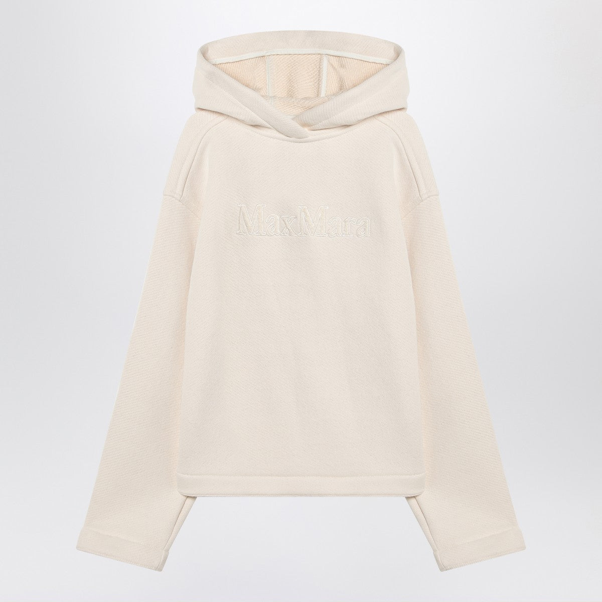 Max Mara White cotton hoodie with embroidered logo