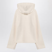 Max Mara White cotton hoodie with embroidered logo
