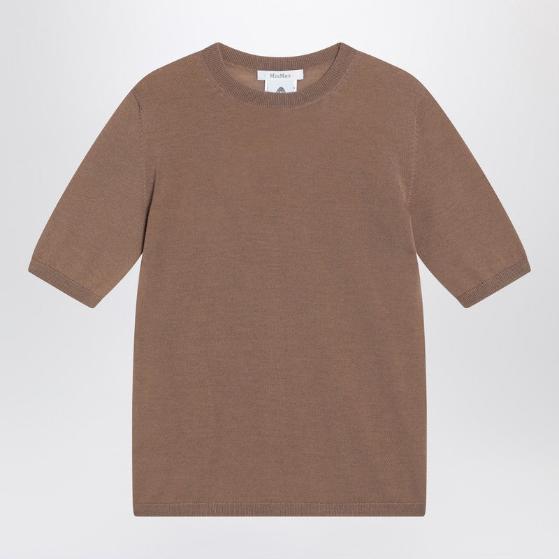 Hazelnut Wool Crew‑Neck Sweater — Max Mara