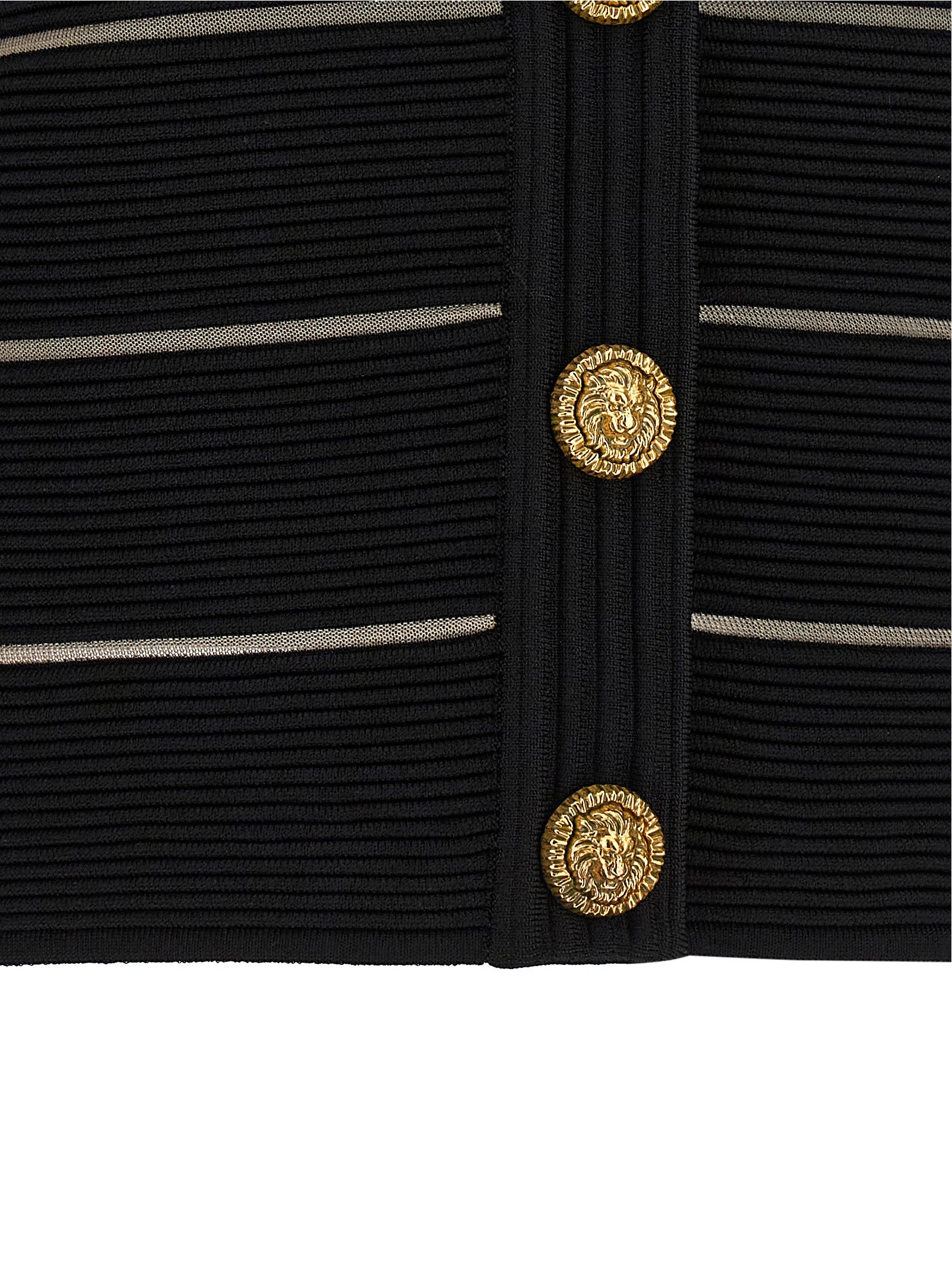 Balmain Cropped Cardigan Knitwear — Black, New Arrival