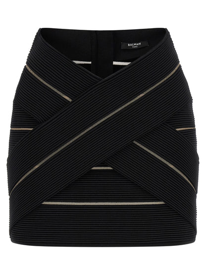 Balmain V-shaped Waist Skirt — Black Mini, €790