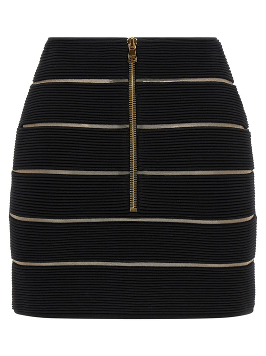 Balmain V-shaped Waist Skirt — Black Mini, €790