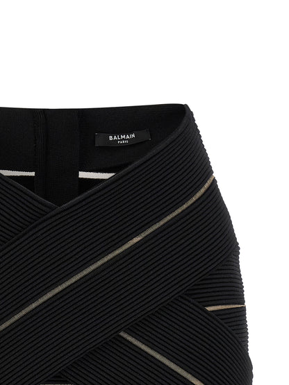 Balmain V-shaped Waist Skirt — Black Mini, €790