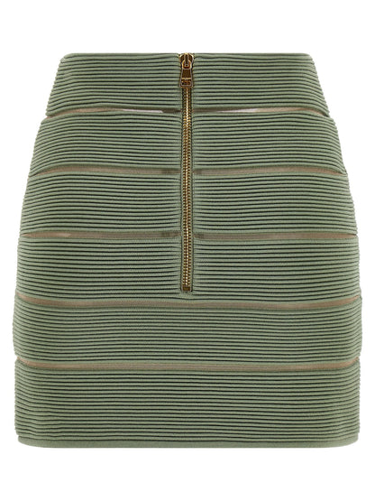 Balmain V‑shaped Waist Skirt – Green Mini (SS26)