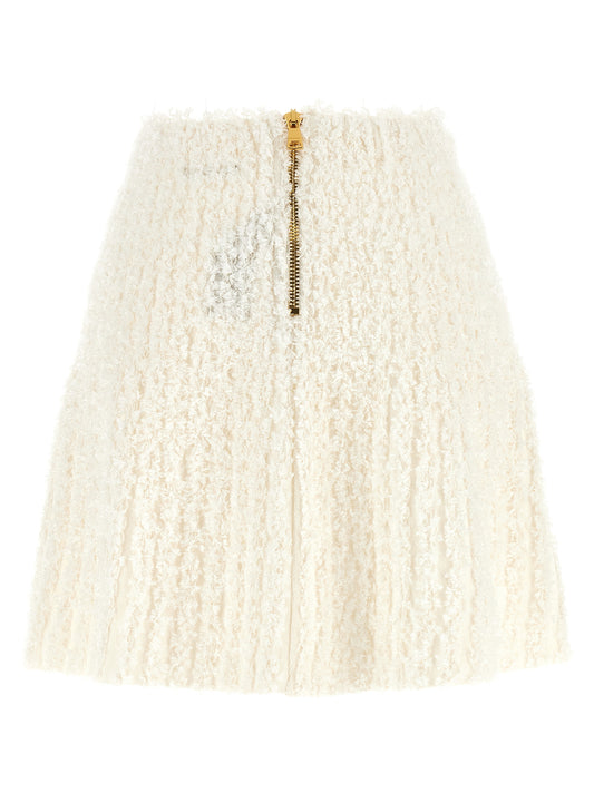 Balmain Plumetis Tweed Skirt — Flared Mini Skirt