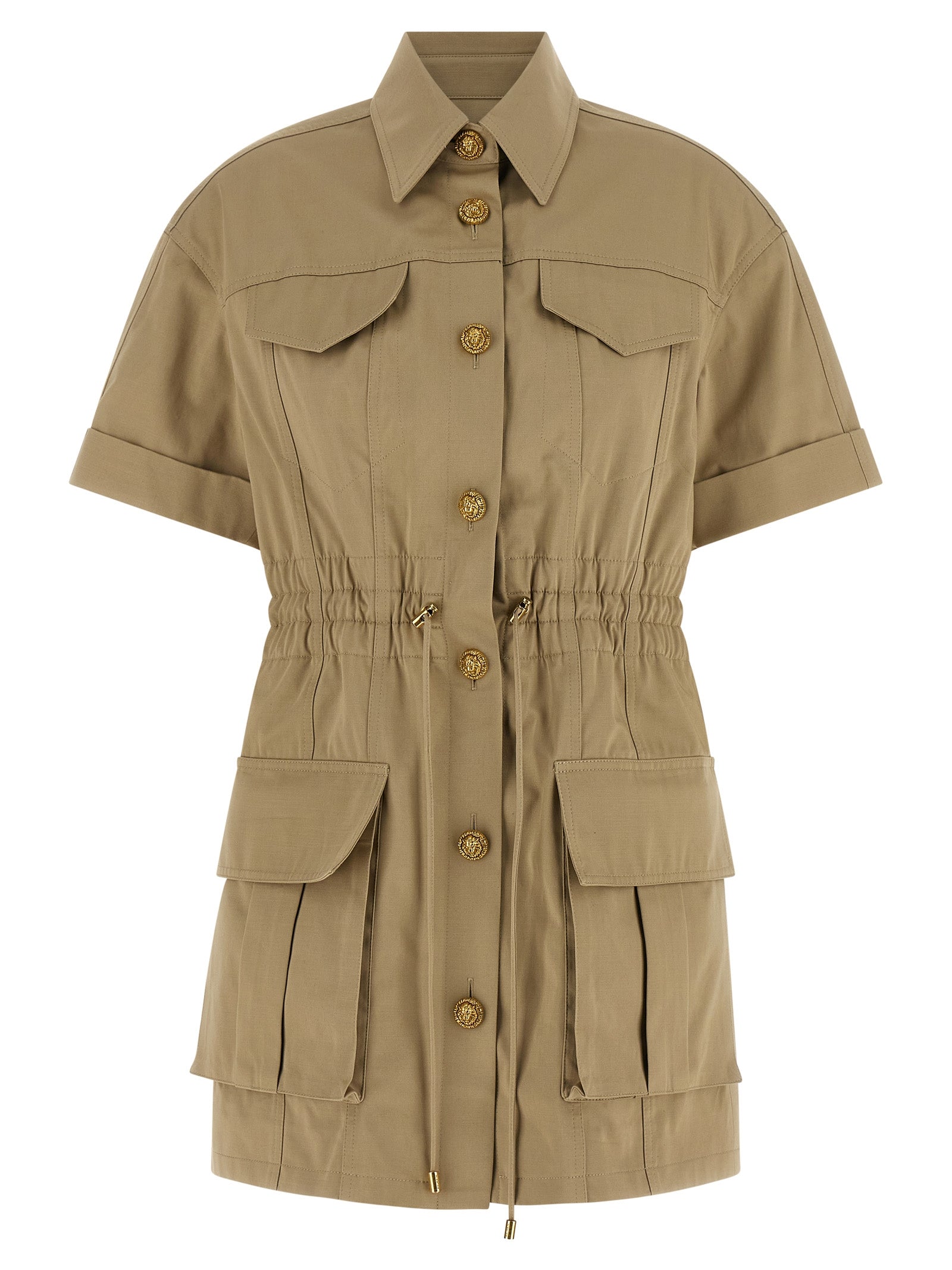 Balmain Saharan Dress — Green Cotton Mini Dress