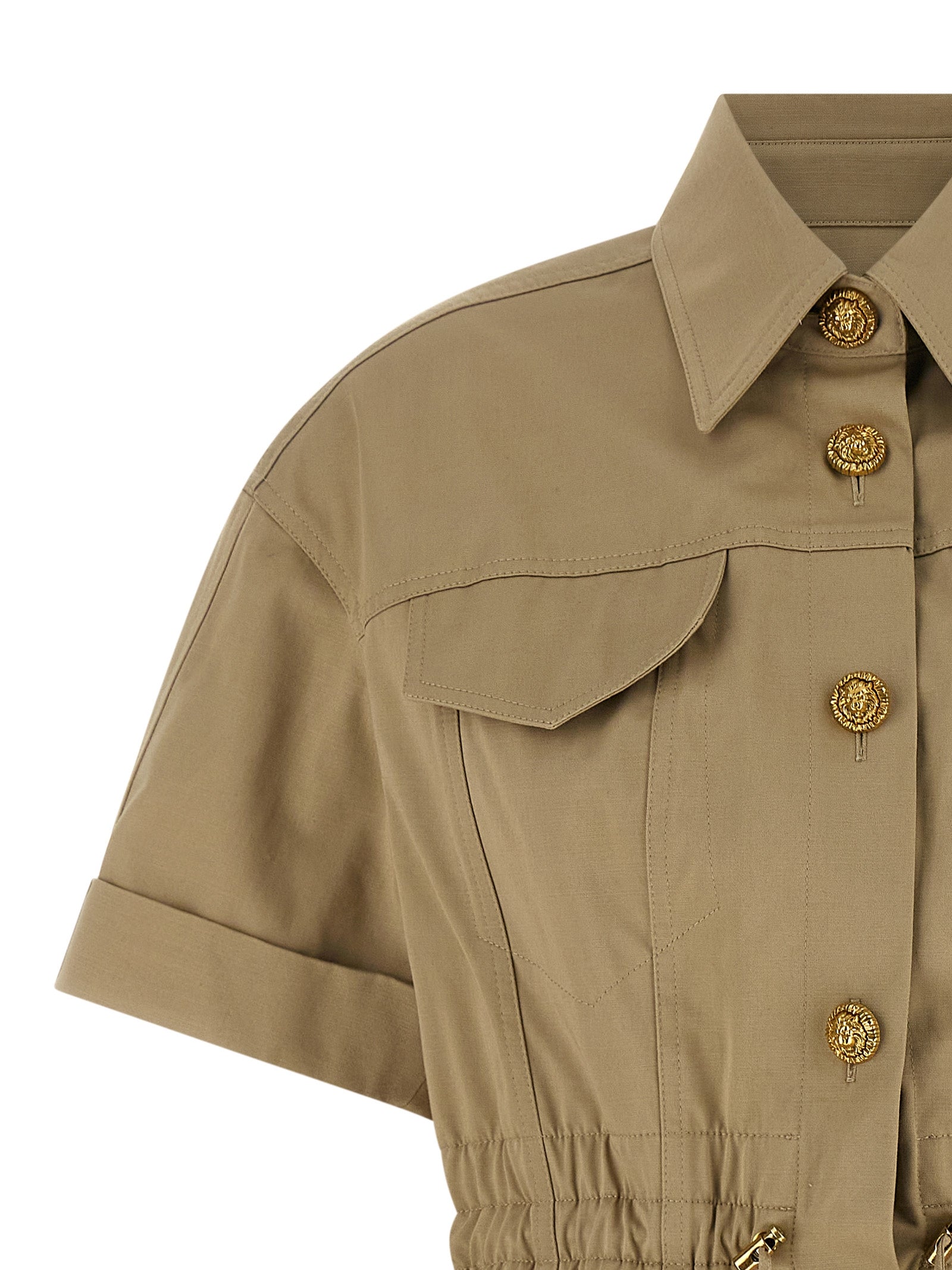 Balmain Saharan Dress — Green Cotton Mini Dress