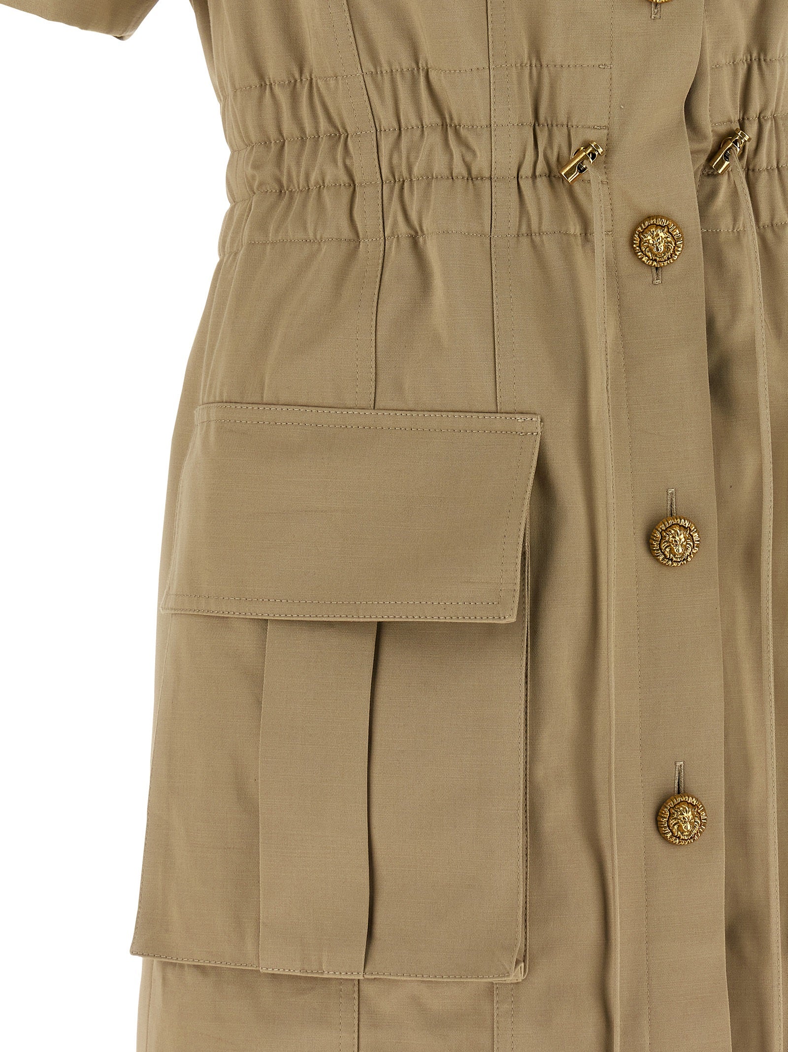 Balmain Saharan Dress — Green Cotton Mini Dress