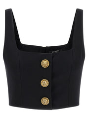Balmain Cropped Button Top — Women's Topwear