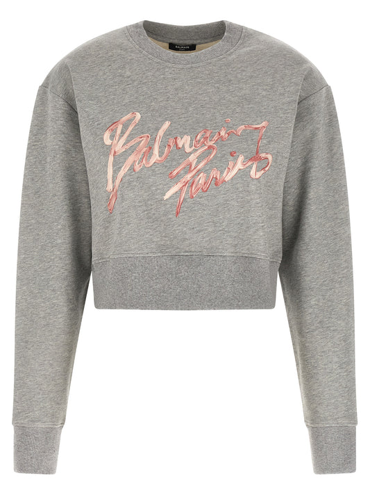Balmain Paris Sweatshirt — Women's Gray Topwear
