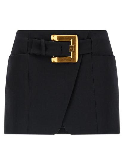 Balmain Anthem Skirt — Black Wool Mini Skirt